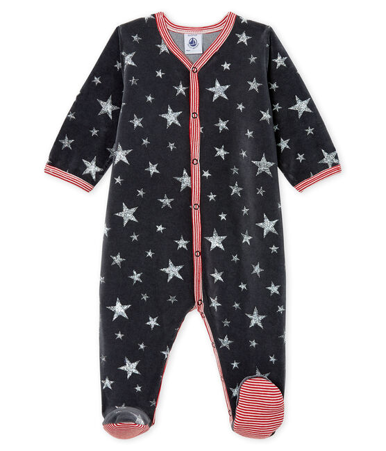 Dors bien bébé garçon en velours gris CAPECOD/gris ARGENT