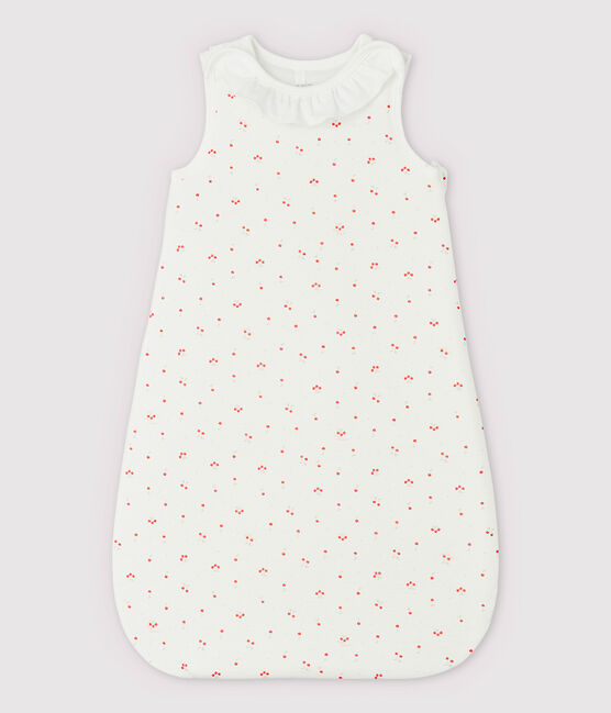 Gigoteuse cerise à collerette bébé en coton biologique blanc MARSHMALLOW/blanc MULTICO
