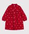 Robe enfant en velours manches longue imprim&eacute;e n&oelig;uds rouge/&eacute;cru