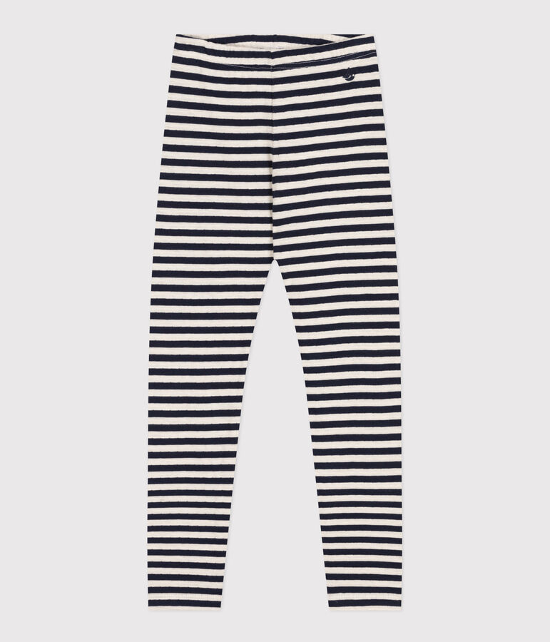 Legging en tubique enfant fille bleu/blanc
