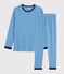 Pyjama milleraies mixte en côte bleu RUISSEAU/blanc MARSHMALLOW