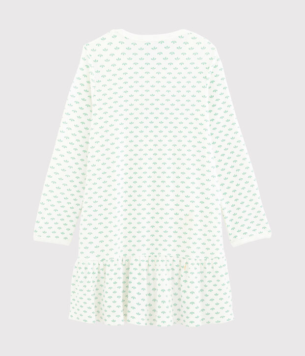 Chemise de nuit petite fille en c&ocirc;te blanc/multicouleur