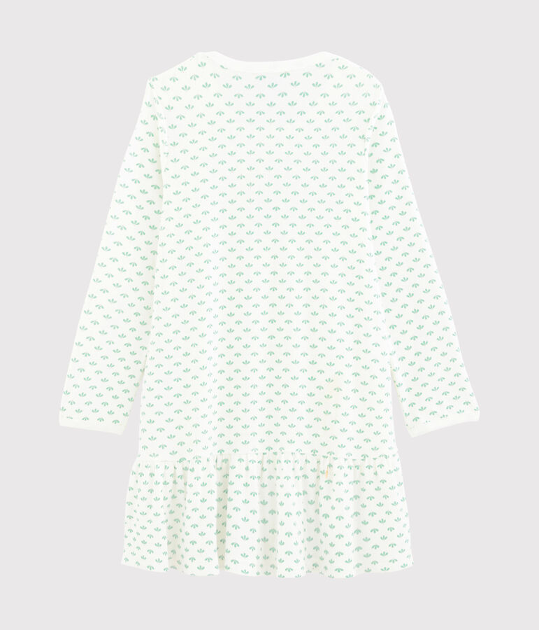 Chemise de nuit petite fille en c&ocirc;te blanc/multicouleur