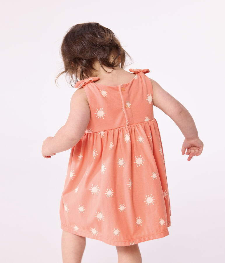 Robe b&eacute;b&eacute; en coton sans manches, imprim&eacute;e soleils orange ABRICOT/ MARSHMALLOW