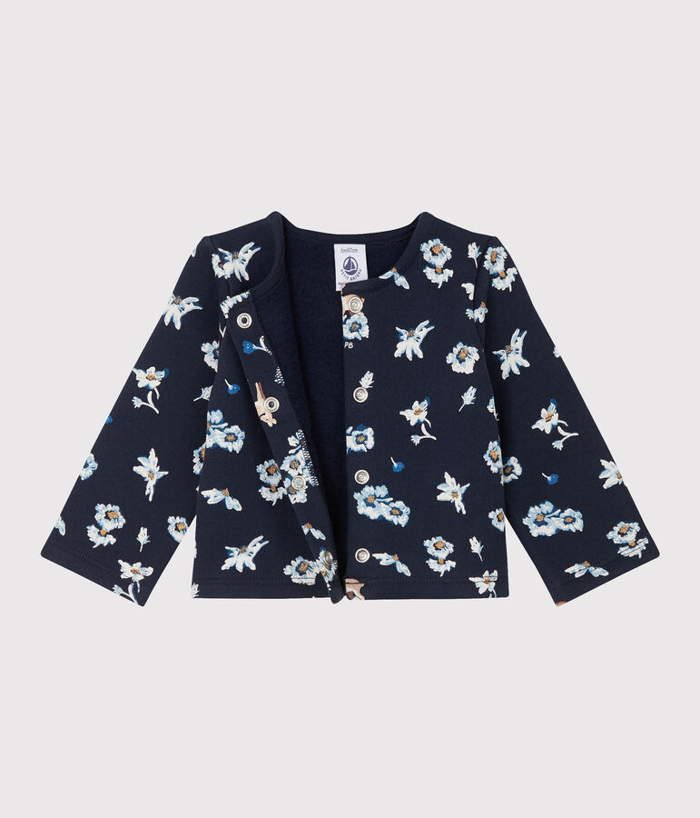 Cardigan b&eacute;b&eacute; fille en molleton imprim&eacute; bleu/multicouleur