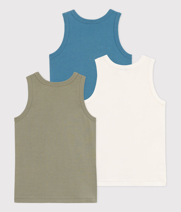 Lot de 3 d&eacute;bardeurs unis en coton petit gar&ccedil;on multicouleur