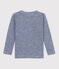 Tee-shirt manches longues milleraies petite fille/petit garçon  en laine et coton bleu MEDIEVAL/blanc MARSHMALLOW