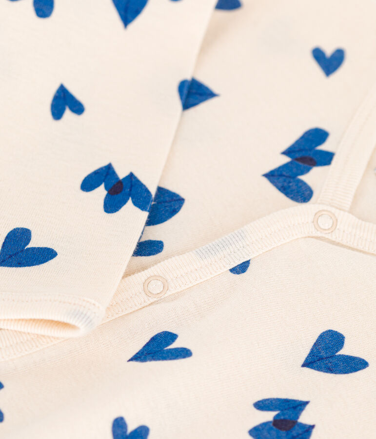 Pyjama b&eacute;b&eacute; coeur bleu en coton blanc AVALANCHE/ MULTICO