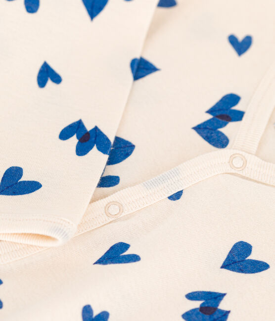 Pyjama bébé coeur bleu en coton blanc AVALANCHE/ MULTICO