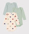 Lot de 3 bodies manches longues imprimé tricœurs en coton bébé variante 1