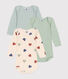 Lot de 3 bodies manches longues imprimé tricœurs en coton bébé