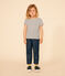 Tee-shirt rayé en jersey flammé enfant fille blanc AVALANCHE/bleu SMOKING