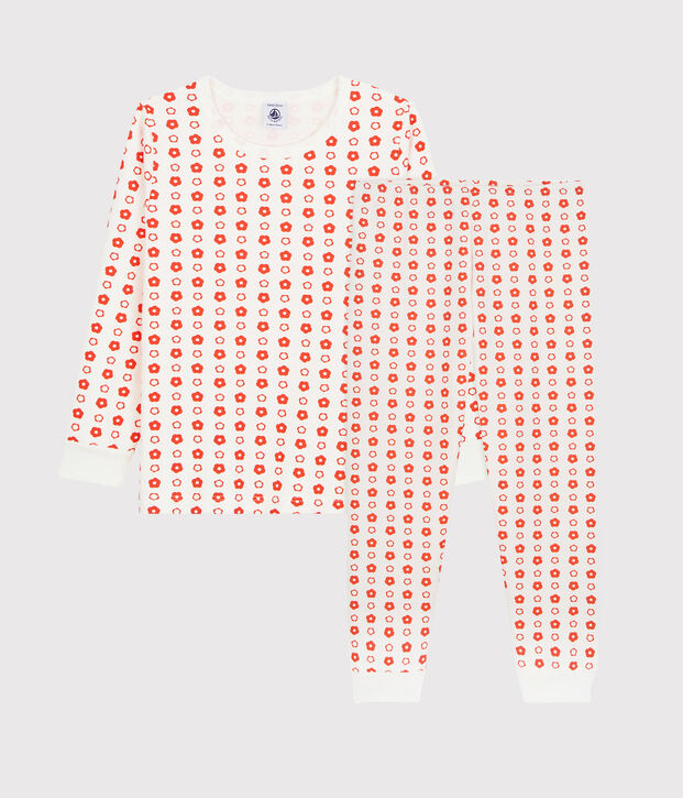 Pyjama imprim&eacute; graphique en molleton enfant blanc/rouge