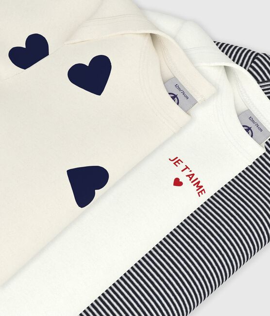 Lot de bodies manches courtes en coton imprimé cœur bébé variante 1