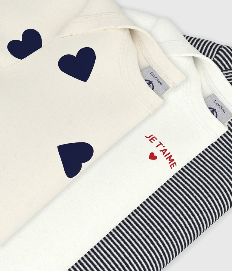 Lot de bodies manches courtes en coton imprim&eacute; c&oelig;ur b&eacute;b&eacute; variante 1