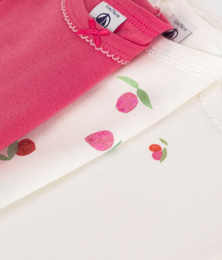 Lot de 3 bodies manches courtes en coton fleuri b&eacute;b&eacute; variante 1