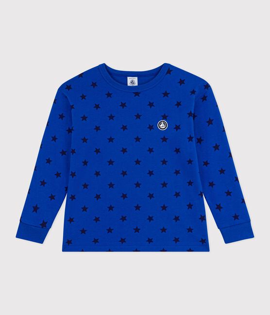 Tee-shirt enfant manches longues en coton imprimé bleu OLYMPIC+SOIR