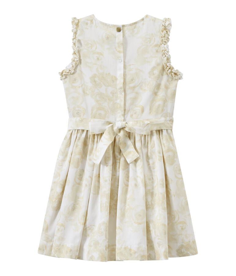 Robe fille sans manches imprim&eacute;e blanc MARSHMALLOW/blanc MULTICO