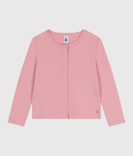 Cardigan enfant en coton uni rose CHARME