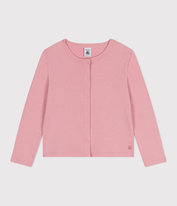 Cardigan enfant en coton uni rose