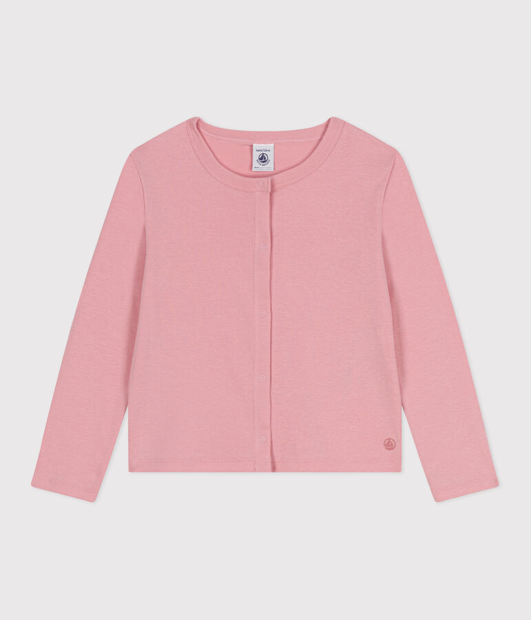 Cardigan enfant en coton uni rose CHARME
