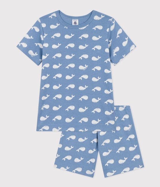 Pyjama short imprimé baleine en coton enfant bleu BEACH/ MARSHMALLOW