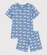 Pyjama short imprimé baleine en coton enfant