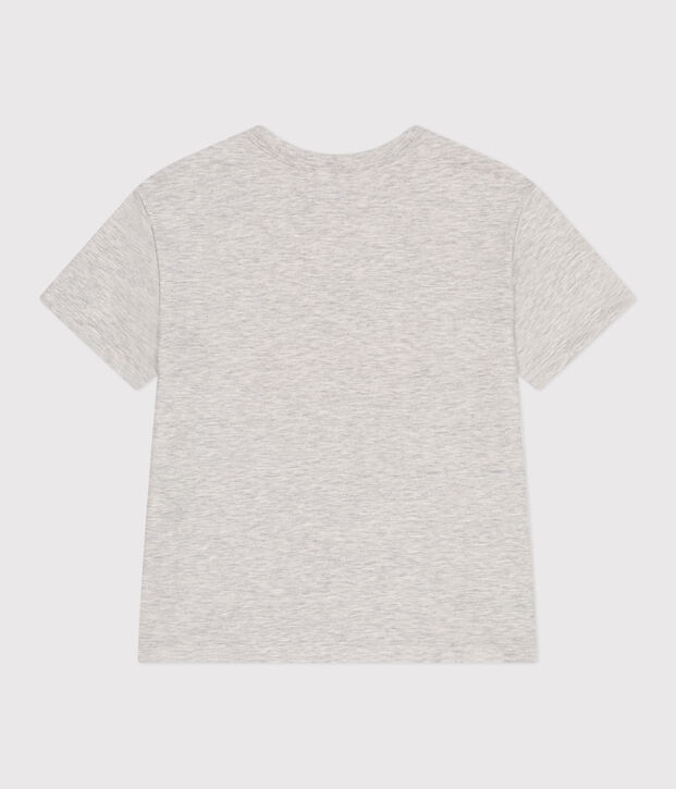 Teeshirt enfant en coton manches courtes imprim&eacute; gris chin&eacute; clair
