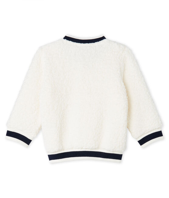 Cardigan bébé mixte en sherpa moutonnée blanc MARSHMALLOW