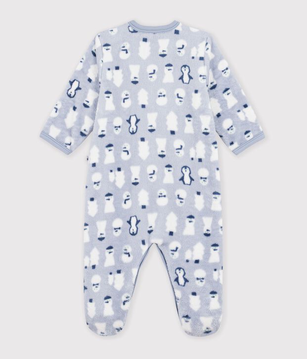 Surpyjama b&eacute;b&eacute; en polaire imprim&eacute; bonhomme de neige bleu/multicouleur