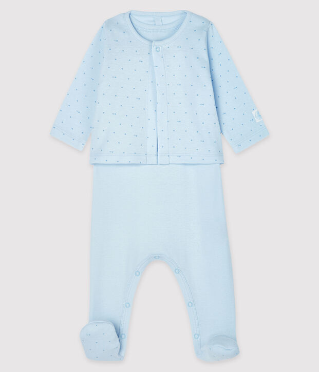 Ensemble b&eacute;b&eacute; 2 pi&egrave;ces en c&ocirc;te bleu/bleu