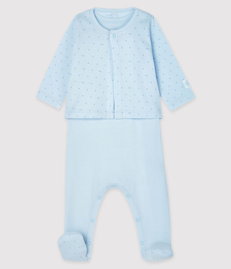 Ensemble b&eacute;b&eacute; 2 pi&egrave;ces en c&ocirc;te bleu FRAICHEUR/bleu ACIER