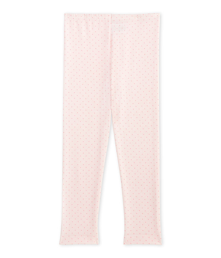 Legging fille en laine et coton rose/rose