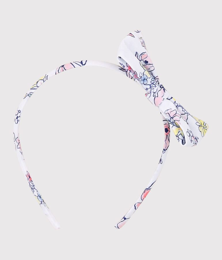 Serre t&ecirc;te imprim&eacute; fleuri enfant fille blanc/multicouleur