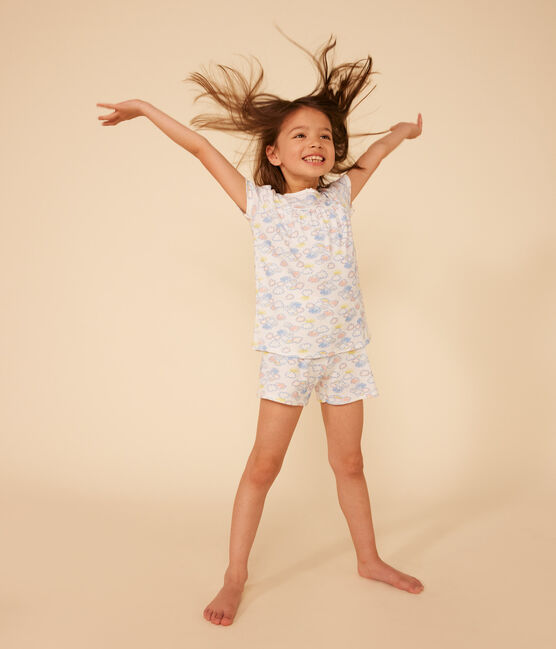 Pyjama short imprimé arc-en-ciel en coton enfant blanc MARSHMALLOW/blanc MULTICO