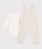 Ensemble salopette et body b&eacute;b&eacute; en coton avec col uni &eacute;cru/&eacute;cru