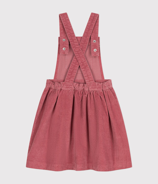 Robe salopette en velours enfant fille rose