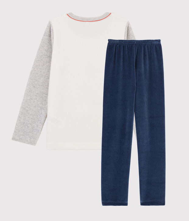 Pyjama en velours petit gar&ccedil;on gris/multicouleur