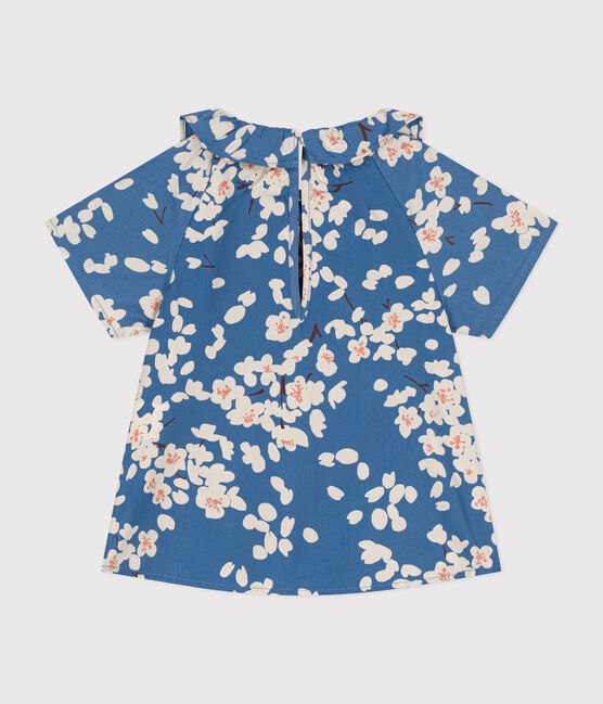 Blouse manches courtes en popeline bébé bleu BEACH/ MULTICO