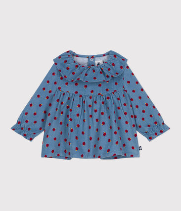 Blouse bébé en velours manches longues imprimé pommes