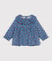 Blouse bébé en velours manches longues imprimé pommes bleu ADRIATIC/ MULTICO