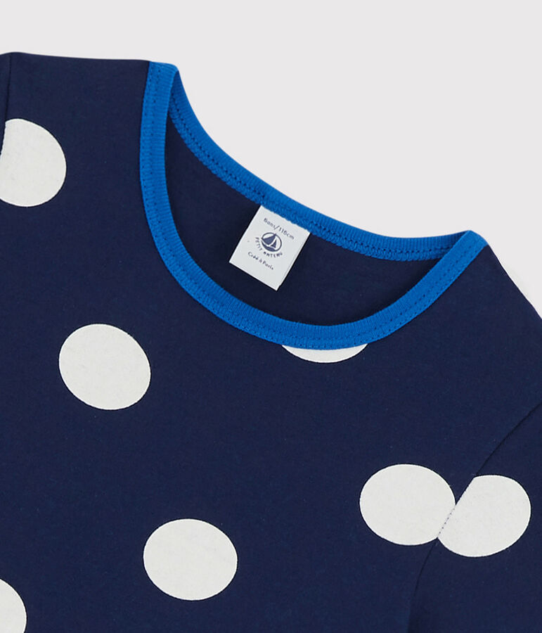 Robe manches courtes en coton enfant fille bleu MEDIEVAL/blanc MARSHMALLOW