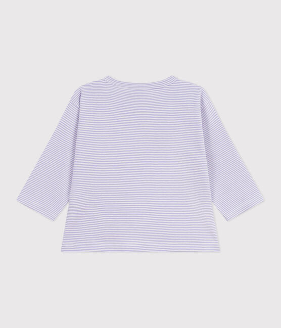 Tee-shirt bébé en coton à manches longues, rayé blanc SQUAW/ MARSHMALLOW