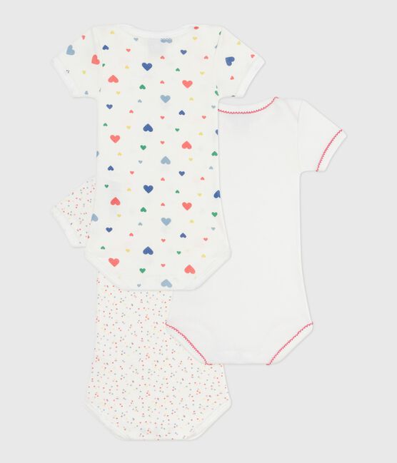 Lot de bodies manches courtes en coton imprimé cœurs bébé variante 1