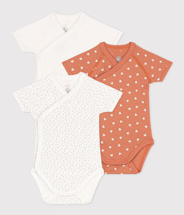 PETIT BATEAU - LOT DE 3 BODIES MANCHES COURTES BÉBÉ EN COTON