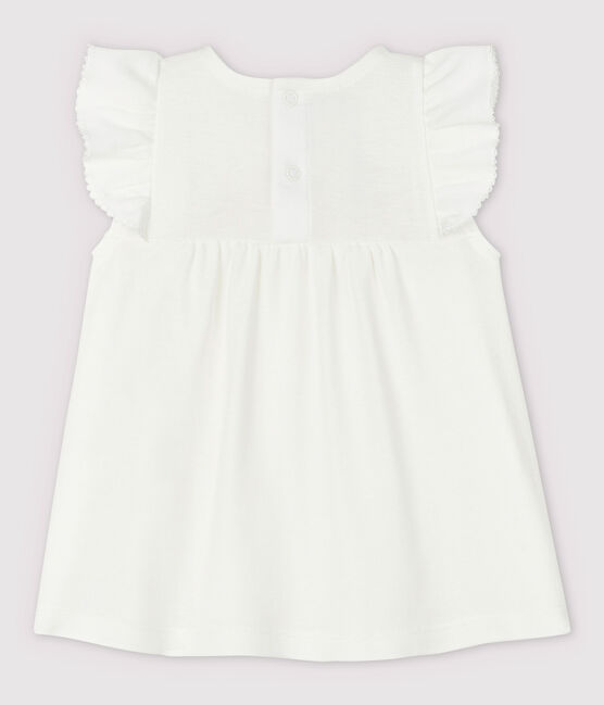 Blouse manches courtes en coton bébé fille blanc MARSHMALLOW