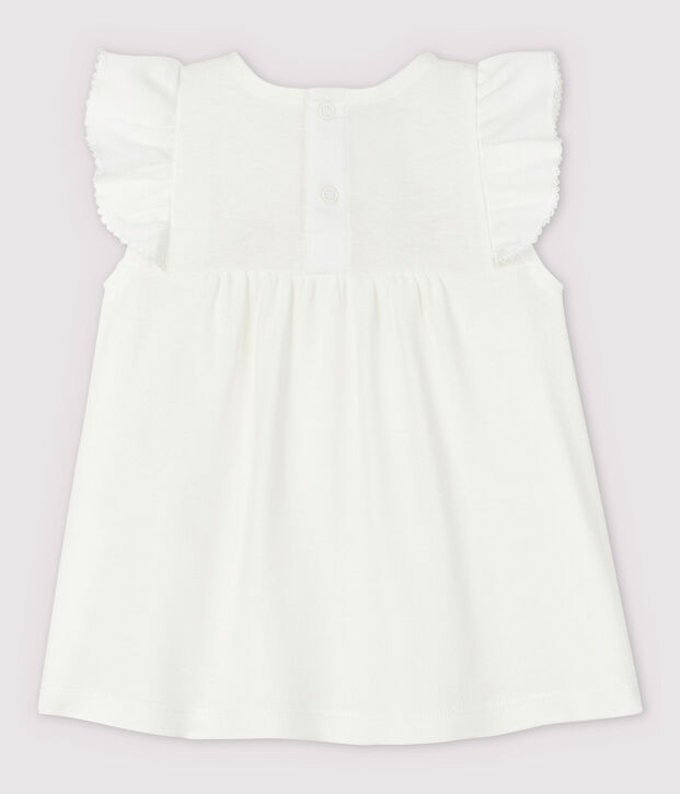 Blouse manches courtes en coton b&eacute;b&eacute; fille blanc