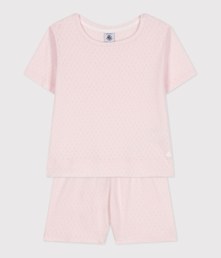 Pyjama short enfant en coton rose FLEUR