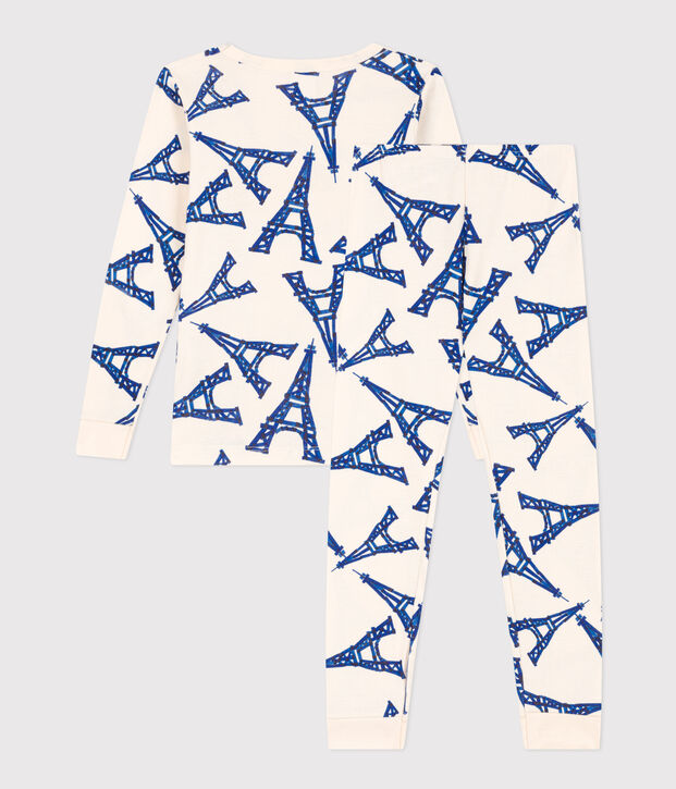 Pyjama ajust&eacute; en coton enfant &eacute;cru/multicouleur