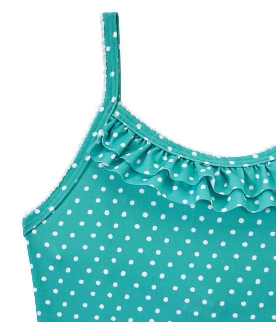Maillot de bain fille 1 pièce à pois vert VERDE/blanc MARSHMALLOW